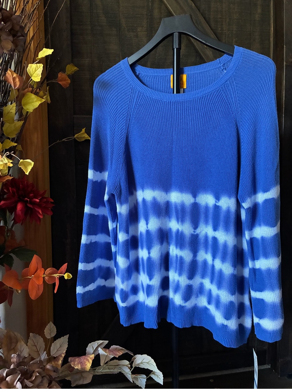 Ruby Rd. Blue & White Tie-Dye Crewneck Sweater